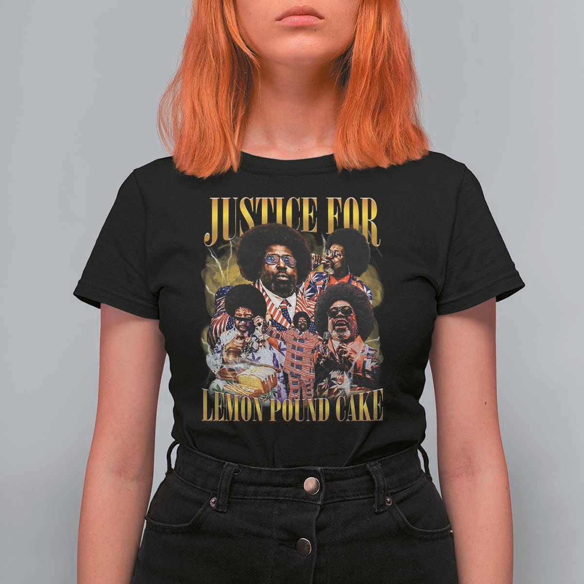 Justice For Lemon Pound Cake Bootleg Graphic T Shirt For Women Retro Rap Free Speech