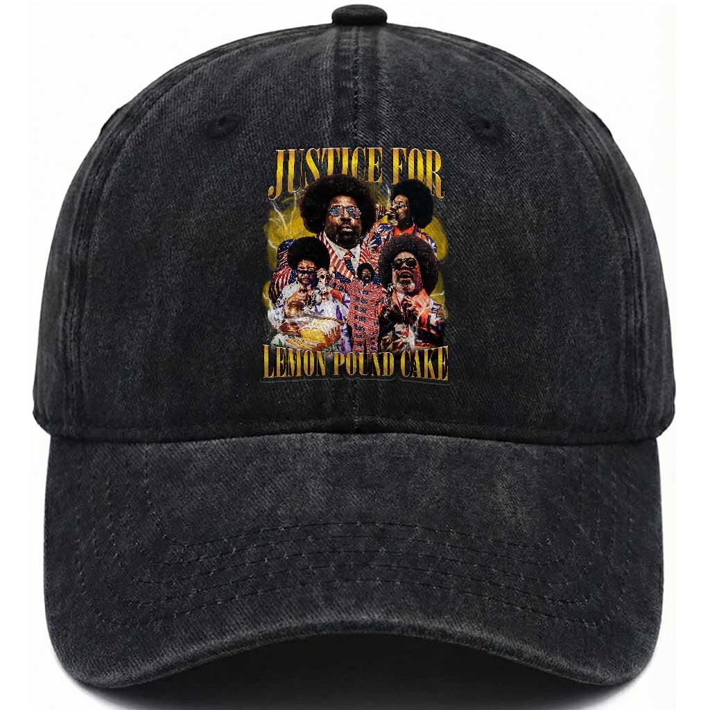 Justice For Lemon Pound Cake Bootleg Graphic Washed Cotton Baseball Cap Retro Rap Free Speech