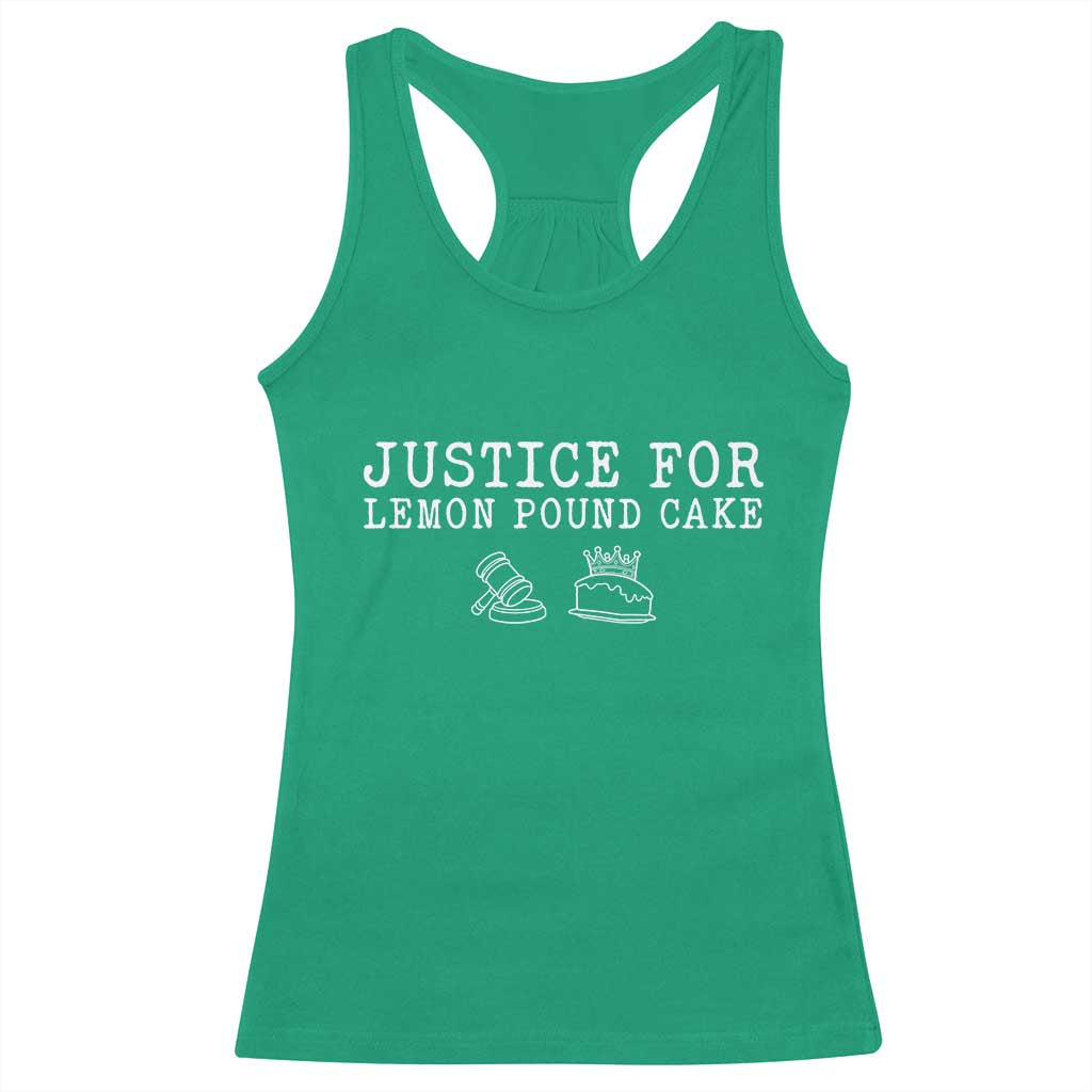 Justice For Lemon Pound Cake Racerback Tank Top Funny Dessert Meme