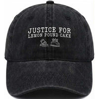 Justice For Lemon Pound Cake Washed Cotton Baseball Cap Funny Dessert Meme