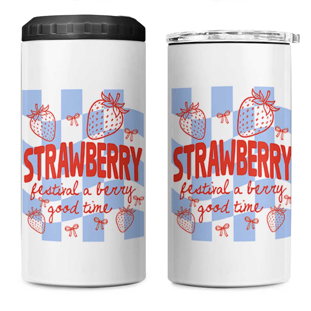 Strawberry Festival 4 in 1 Can Cooler Tumbler 1968 A Berry Good Time Summer