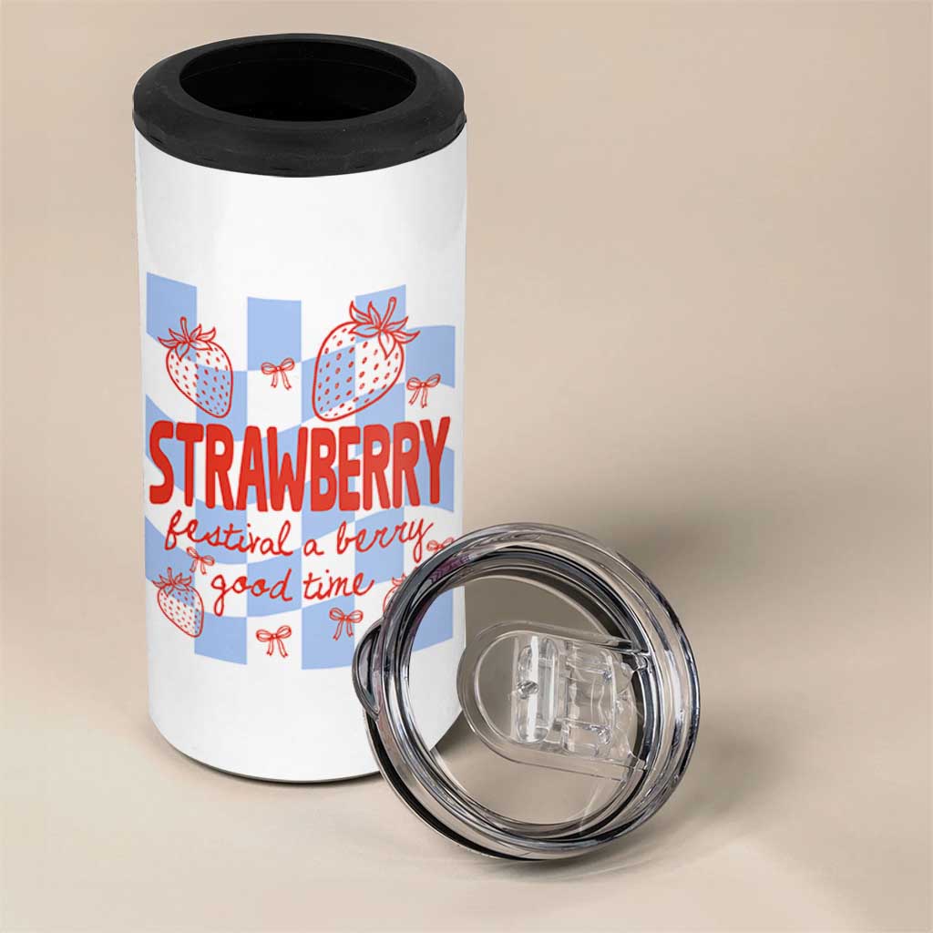 Strawberry Festival 4 in 1 Can Cooler Tumbler 1968 A Berry Good Time Summer