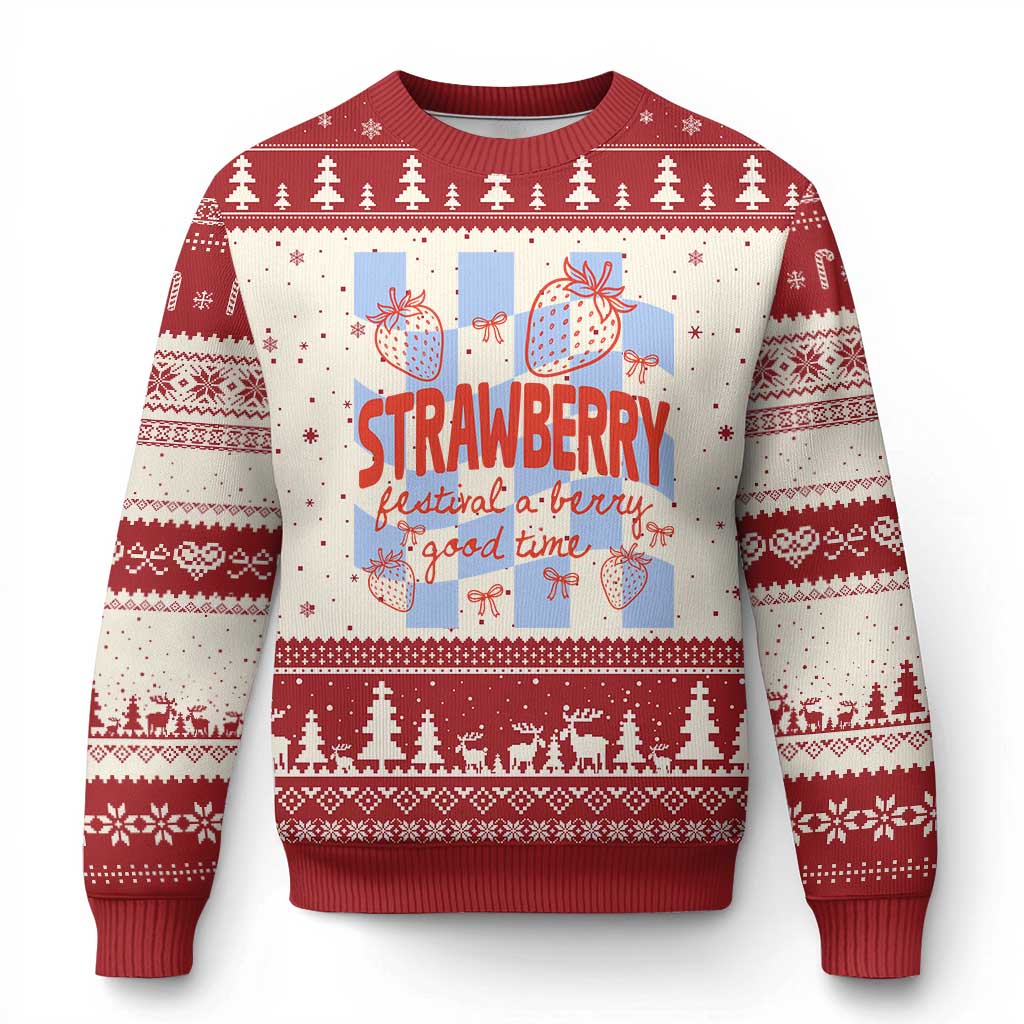 Strawberry Festival Ugly Christmas Sweater 1968 A Berry Good Time Summer