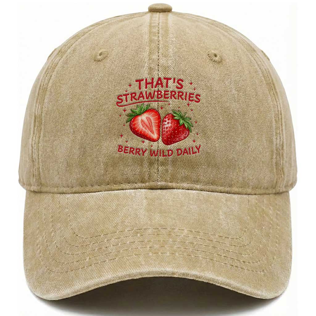That’s Strawberries Washed Cotton Baseball Cap Summer Fruit Festival