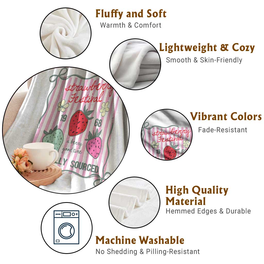 Strawberry Festival Throw Blanket Summer Fruit Vibes