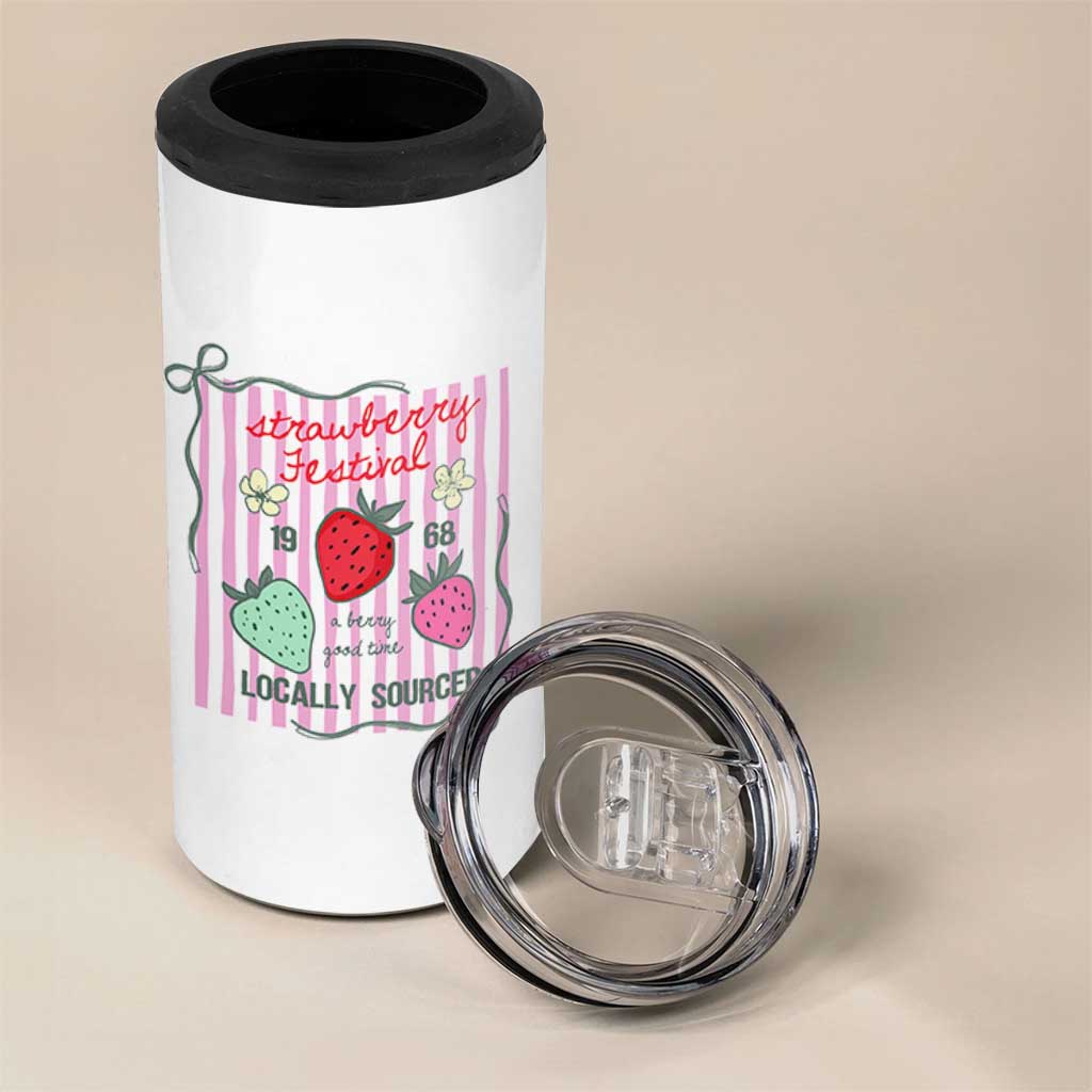 Strawberry Festival 4 in 1 Can Cooler Tumbler Summer Fruit Vibes