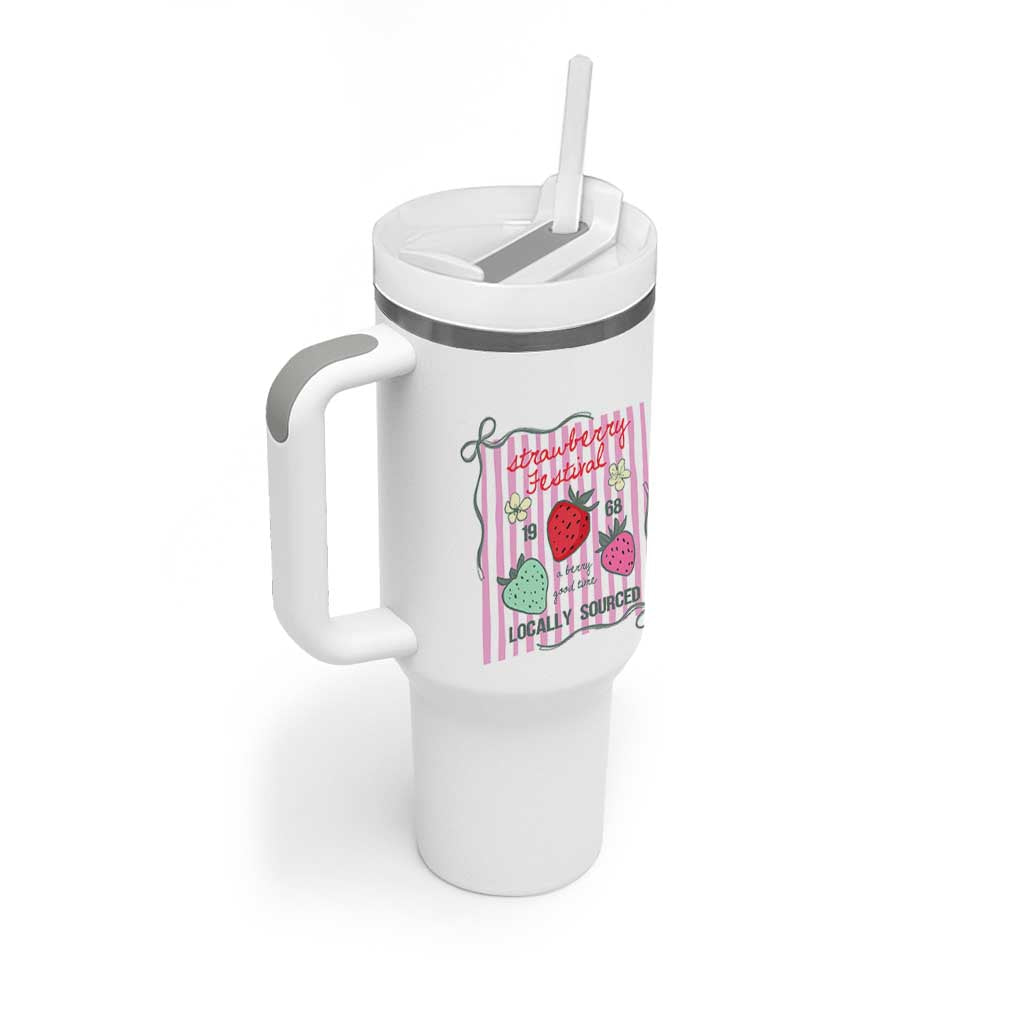 Strawberry Festival Tumbler With Handle Summer Fruit Vibes