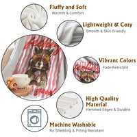 Feeling Berry Good Throw Blanket Funny Raccoon Strawberry Summer Vibes