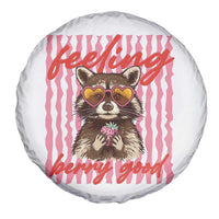 Feeling Berry Good Spare Tire Cover Funny Raccoon Strawberry Summer Vibes