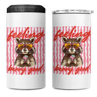 Feeling Berry Good 4 in 1 Can Cooler Tumbler Funny Raccoon Strawberry Summer Vibes
