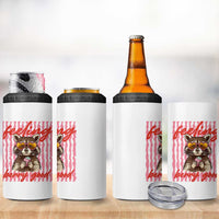 Feeling Berry Good 4 in 1 Can Cooler Tumbler Funny Raccoon Strawberry Summer Vibes