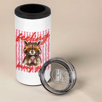 Feeling Berry Good 4 in 1 Can Cooler Tumbler Funny Raccoon Strawberry Summer Vibes