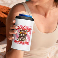 Feeling Berry Good 4 in 1 Can Cooler Tumbler Funny Raccoon Strawberry Summer Vibes