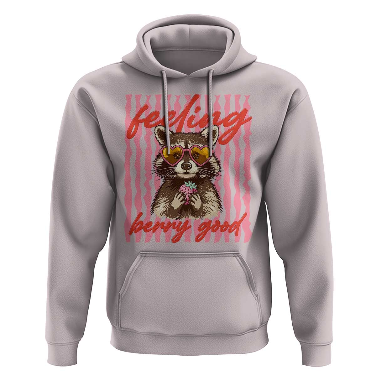 Feeling Berry Good Hoodie Funny Raccoon Strawberry Summer Vibes