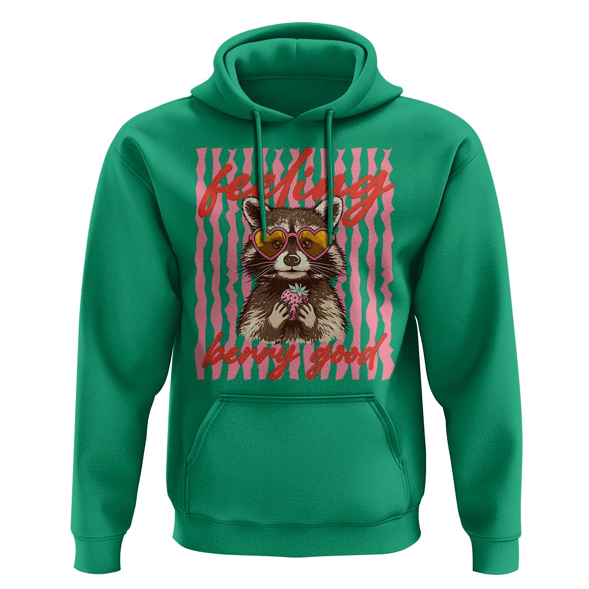 Feeling Berry Good Hoodie Funny Raccoon Strawberry Summer Vibes