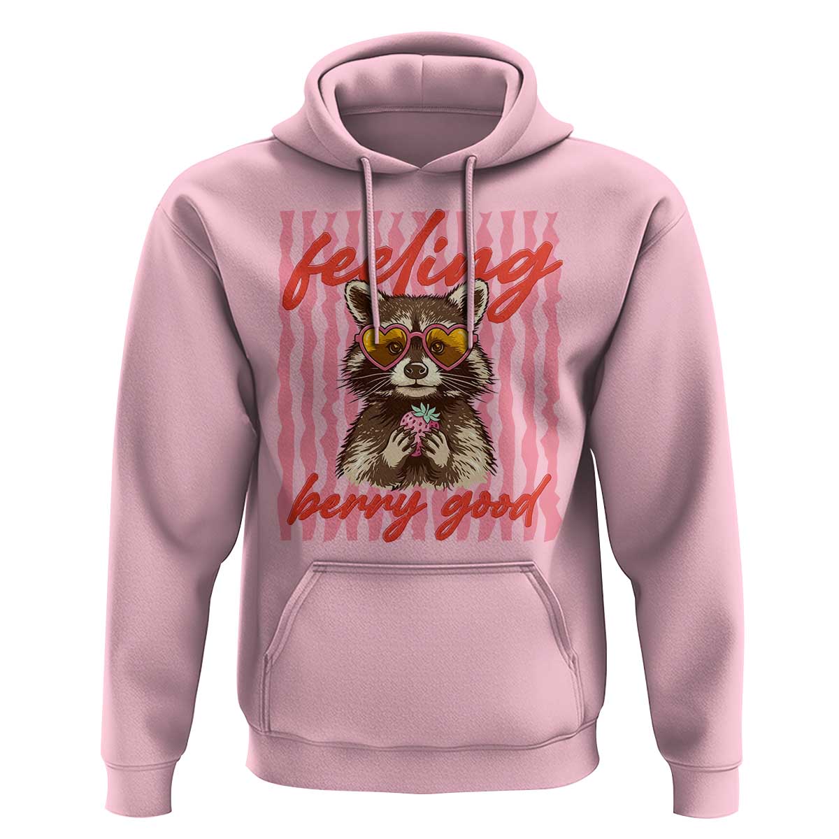 Feeling Berry Good Hoodie Funny Raccoon Strawberry Summer Vibes