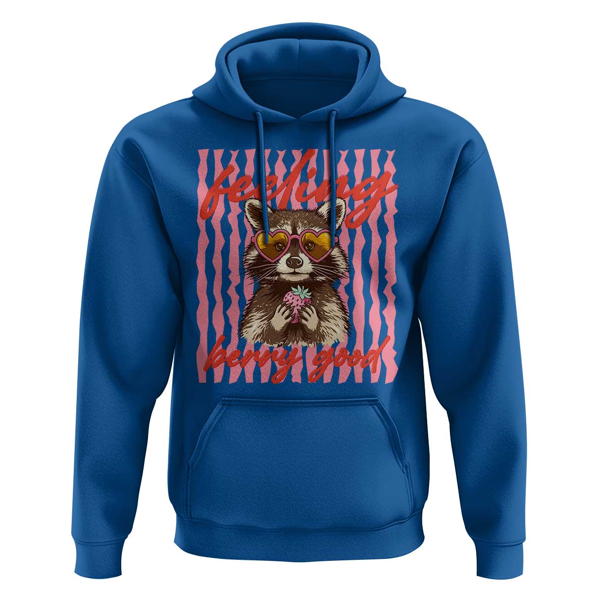 Feeling Berry Good Hoodie Funny Raccoon Strawberry Summer Vibes
