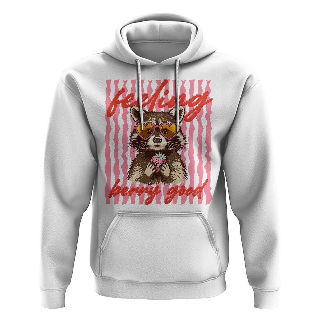 Feeling Berry Good Hoodie Funny Raccoon Strawberry Summer Vibes