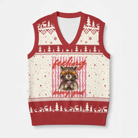 Feeling Berry Good V-Neck Knit Sweater Vest Funny Raccoon Strawberry Summer Vibes