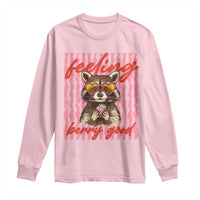 Feeling Berry Good Long Sleeve Shirt Funny Raccoon Strawberry Summer Vibes