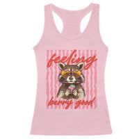 Feeling Berry Good Racerback Tank Top Funny Raccoon Strawberry Summer Vibes