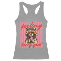 Feeling Berry Good Racerback Tank Top Funny Raccoon Strawberry Summer Vibes