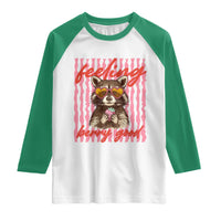 Feeling Berry Good Raglan Shirt Funny Raccoon Strawberry Summer Vibes