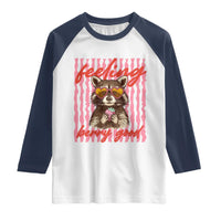 Feeling Berry Good Raglan Shirt Funny Raccoon Strawberry Summer Vibes