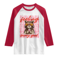 Feeling Berry Good Raglan Shirt Funny Raccoon Strawberry Summer Vibes
