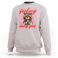 Feeling Berry Good Sweatshirt Funny Raccoon Strawberry Summer Vibes