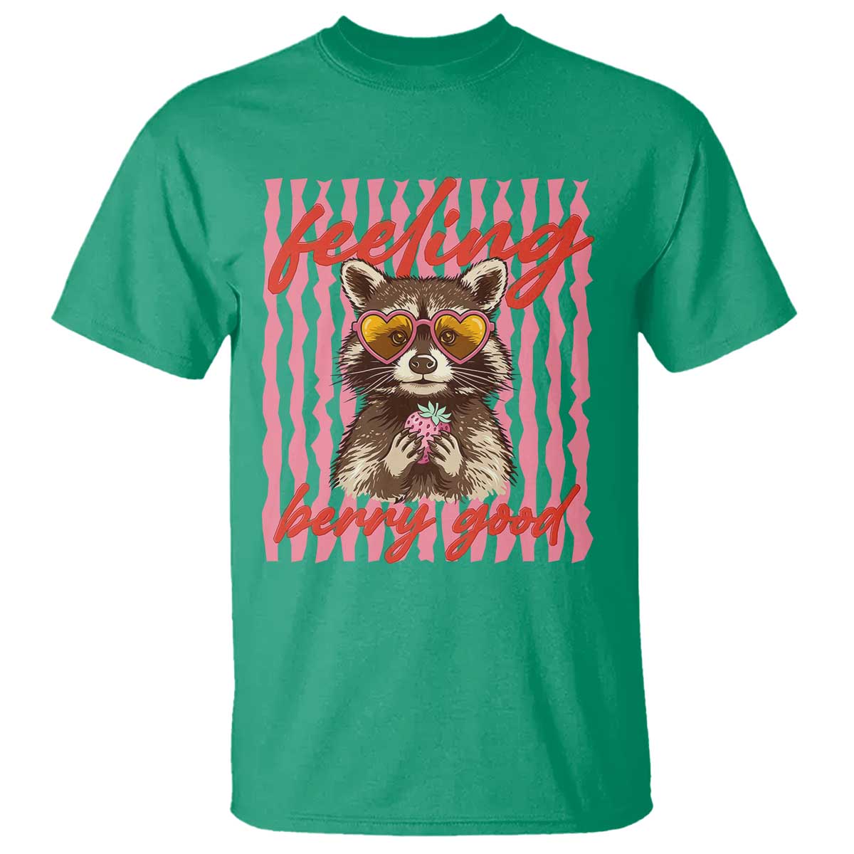 Feeling Berry Good T Shirt Funny Raccoon Strawberry Summer Vibes