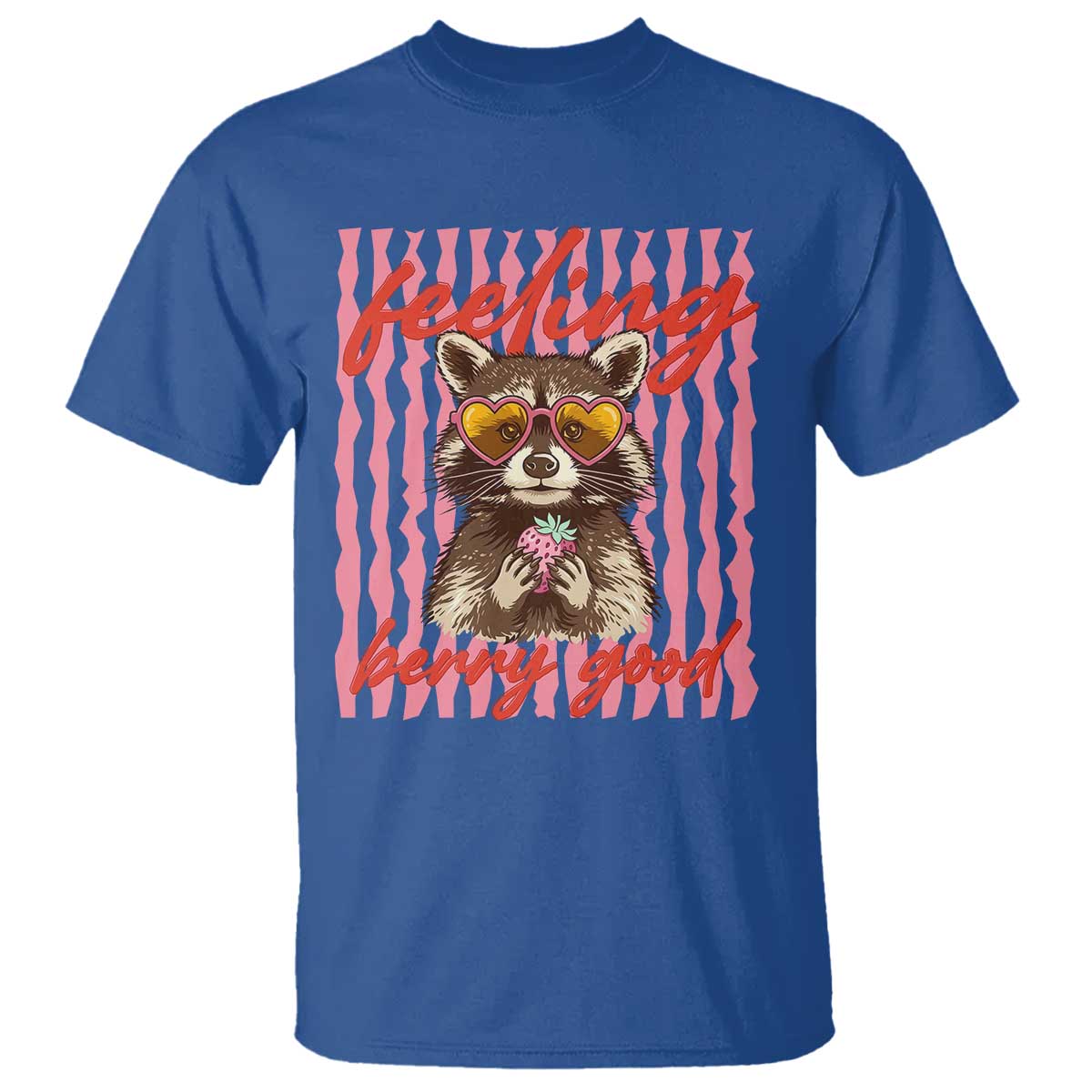 Feeling Berry Good T Shirt Funny Raccoon Strawberry Summer Vibes