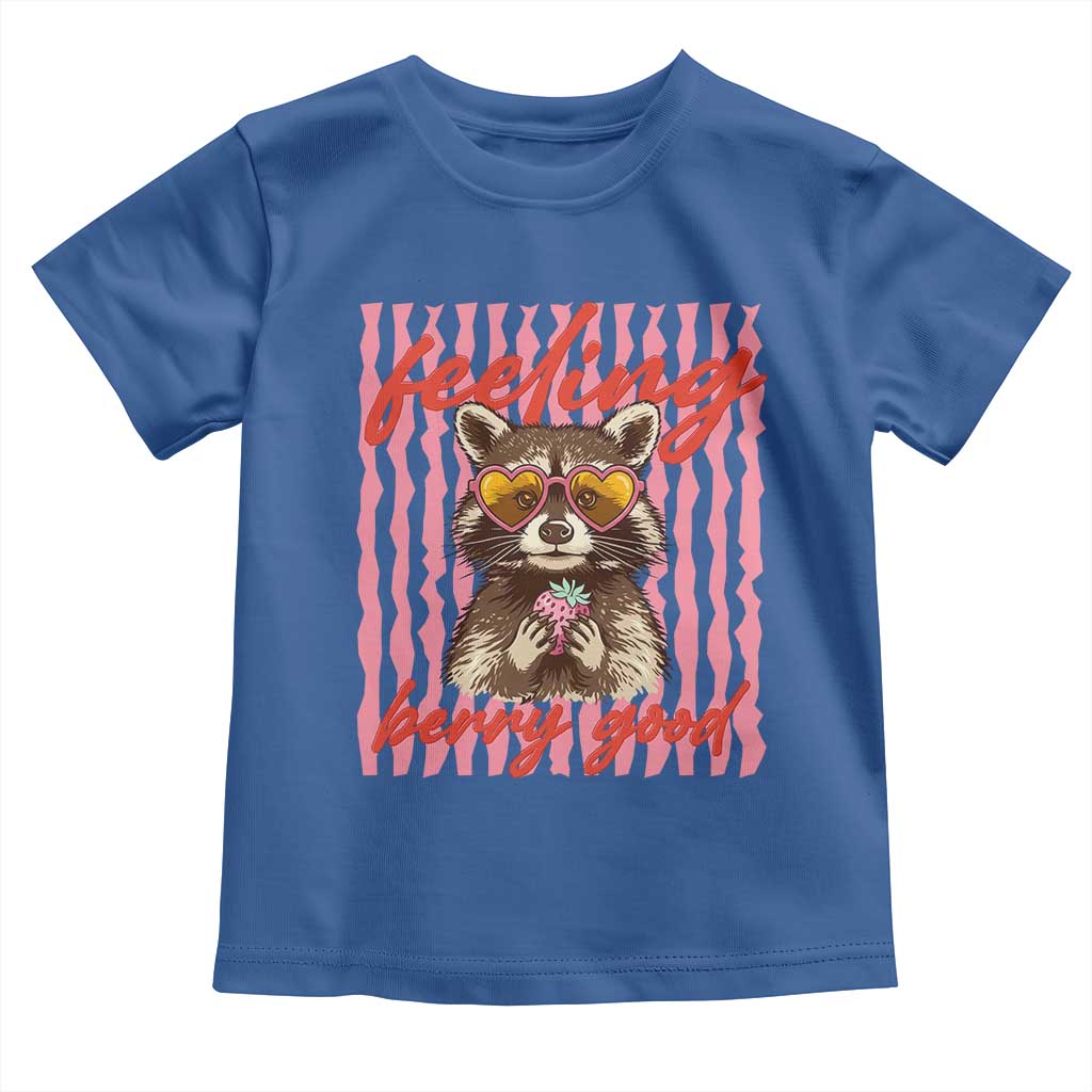 Feeling Berry Good Toddler T Shirt Funny Raccoon Strawberry Summer Vibes