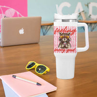 Feeling Berry Good Tumbler With Handle Funny Raccoon Strawberry Summer Vibes