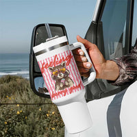 Feeling Berry Good Tumbler With Handle Funny Raccoon Strawberry Summer Vibes