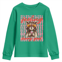 Feeling Berry Good Youth Sweatshirt Funny Raccoon Strawberry Summer Vibes