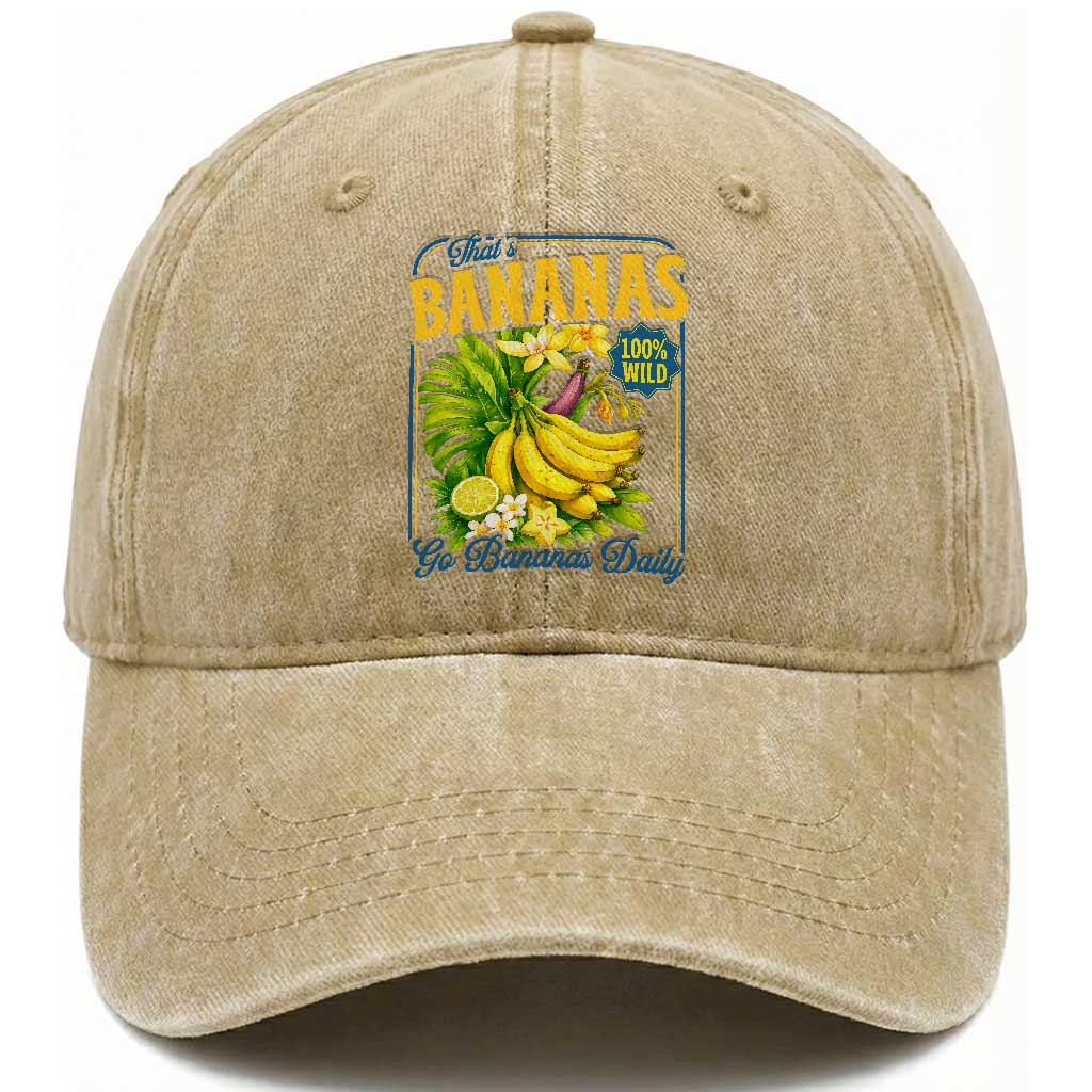That's Bananas Washed Cotton Baseball Cap Funny Banana Summer Fruit Food Pun