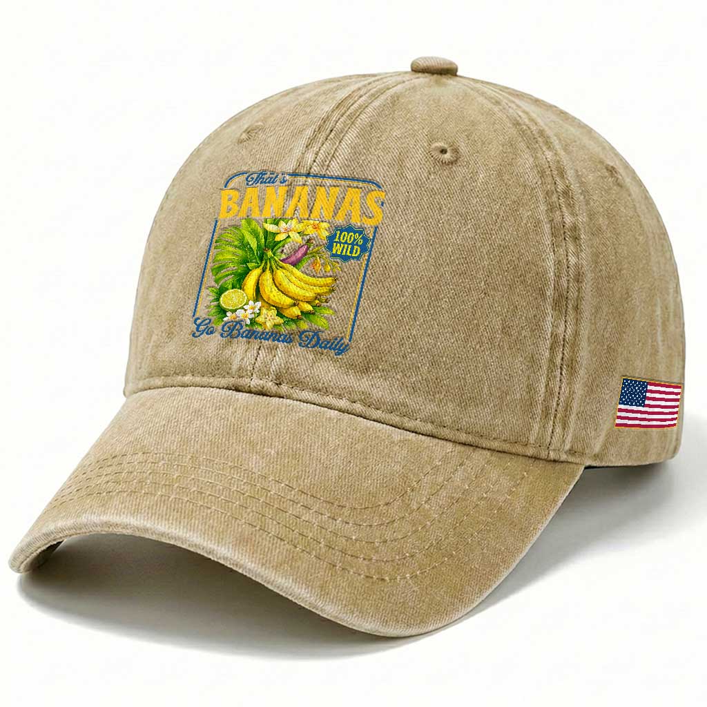 That's Bananas Washed Cotton Baseball Cap Funny Banana Summer Fruit Food Pun