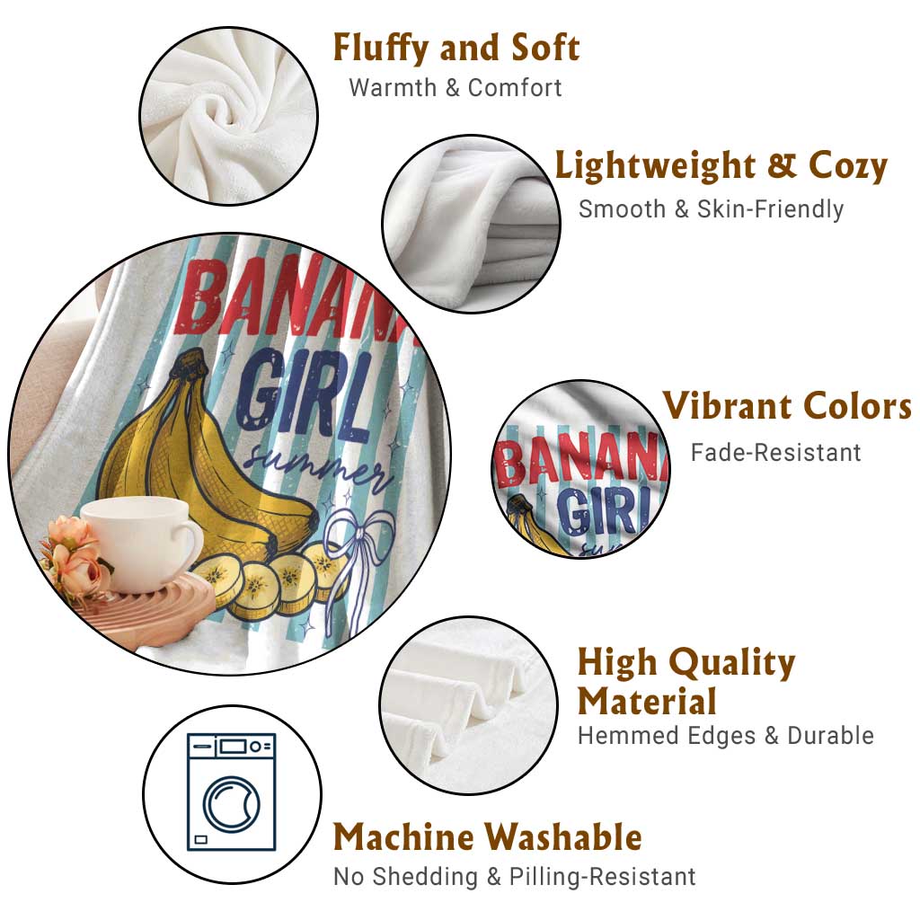 Banana Girl Summer Throw Blanket Summer Fruit Beach Vacation