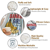 Banana Girl Summer Throw Blanket Summer Fruit Beach Vacation