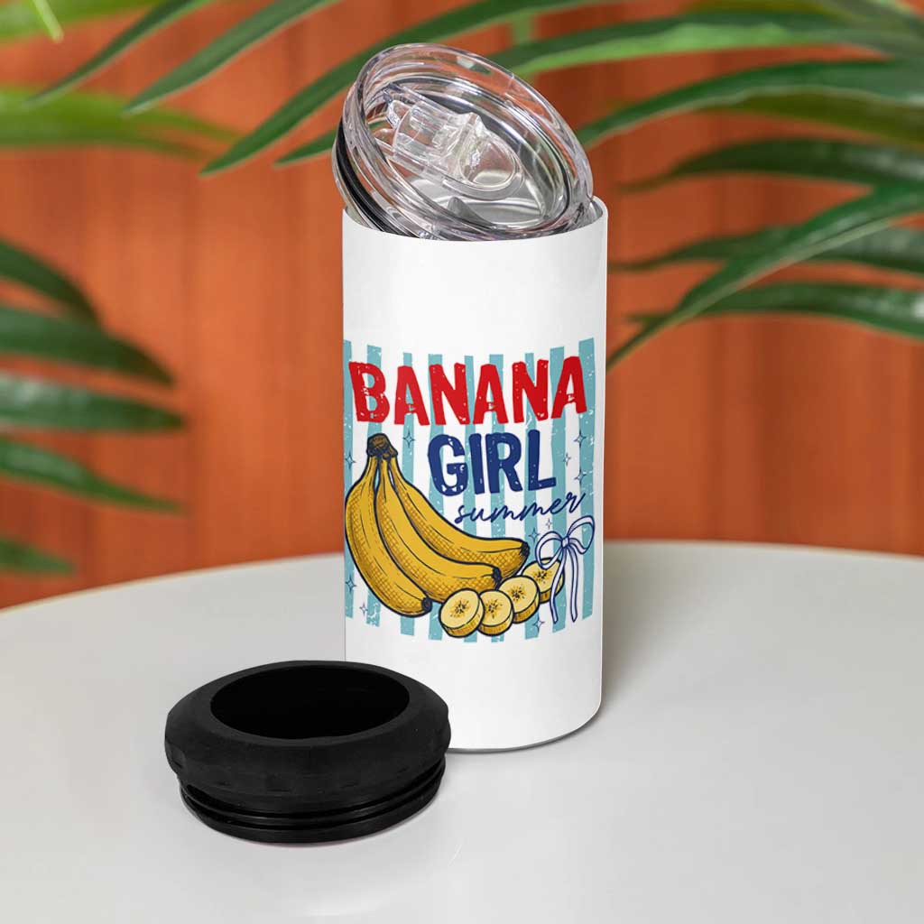 Banana Girl Summer 4 in 1 Can Cooler Tumbler Summer Fruit Beach Vacation