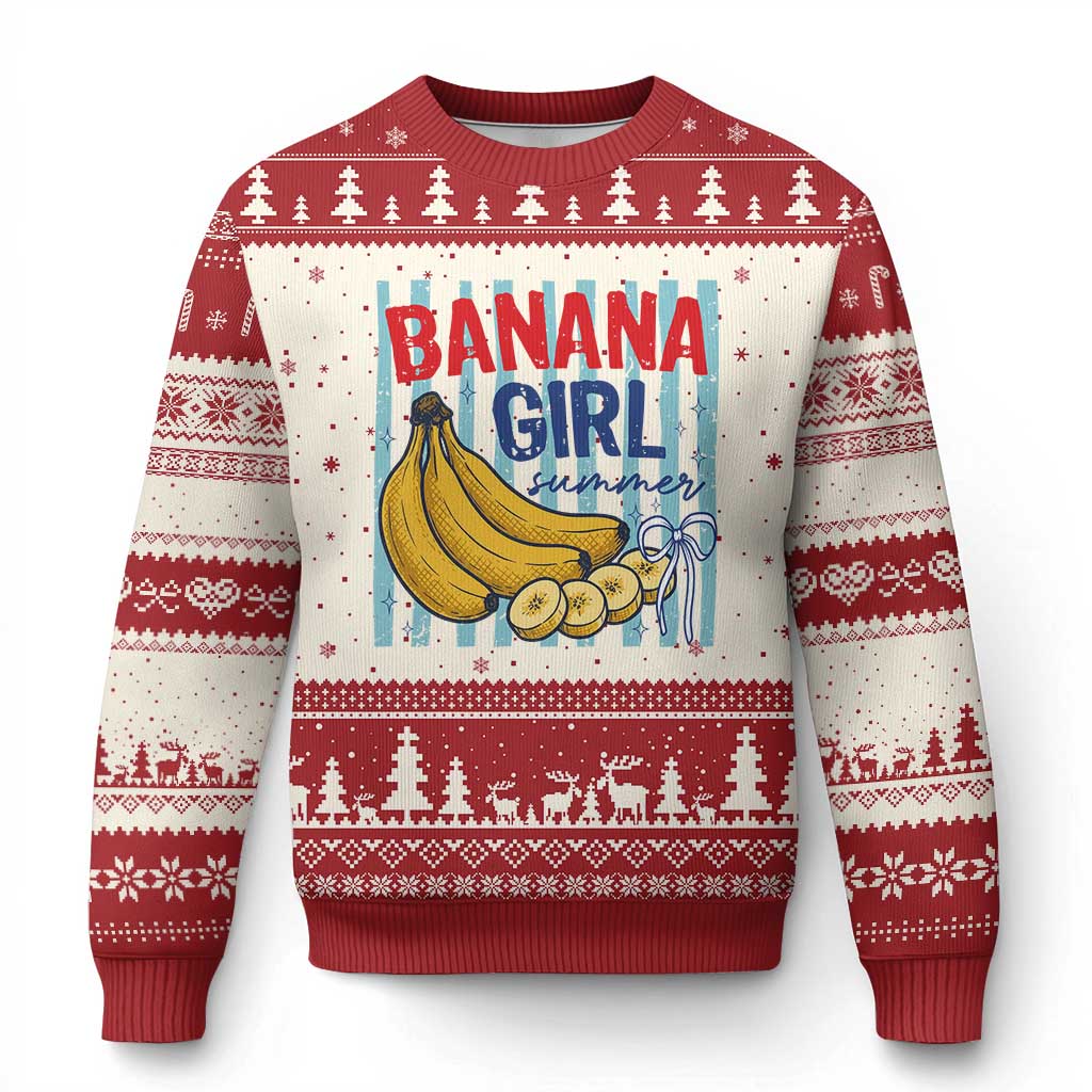 Banana Girl Summer Ugly Christmas Sweater Summer Fruit Beach Vacation