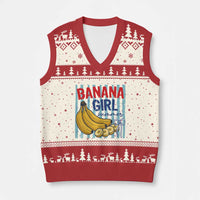 Banana Girl Summer V-Neck Knit Sweater Vest Summer Fruit Beach Vacation