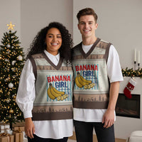 Banana Girl Summer V-Neck Knit Sweater Vest Summer Fruit Beach Vacation