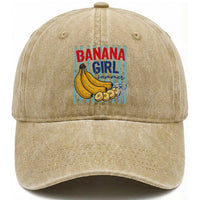 Banana Girl Summer Washed Cotton Baseball Cap Summer Fruit Beach Vacation