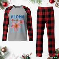 Aloha Hawaii Plaid Pajama Set Hibiscus Flower Tropical Beach Vacation