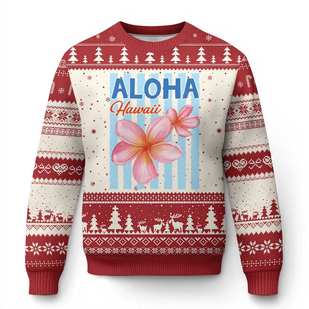 Aloha Hawaii Ugly Christmas Sweater Hibiscus Flower Tropical Beach Vacation