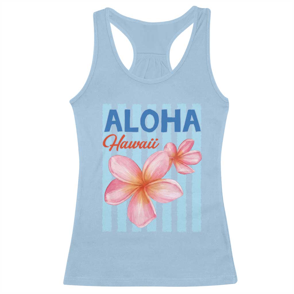 Aloha Hawaii Racerback Tank Top Hibiscus Flower Tropical Beach Vacation