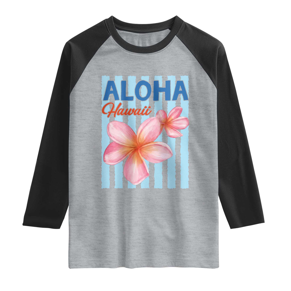 Aloha Hawaii Raglan Shirt Hibiscus Flower Tropical Beach Vacation