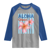 Aloha Hawaii Raglan Shirt Hibiscus Flower Tropical Beach Vacation